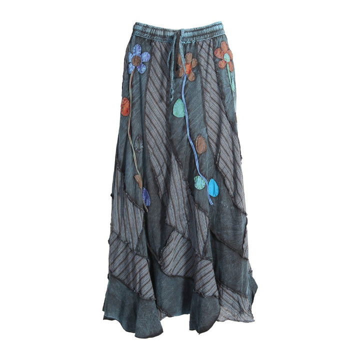 Overdyed Embroidered Hanky Hem Skirt