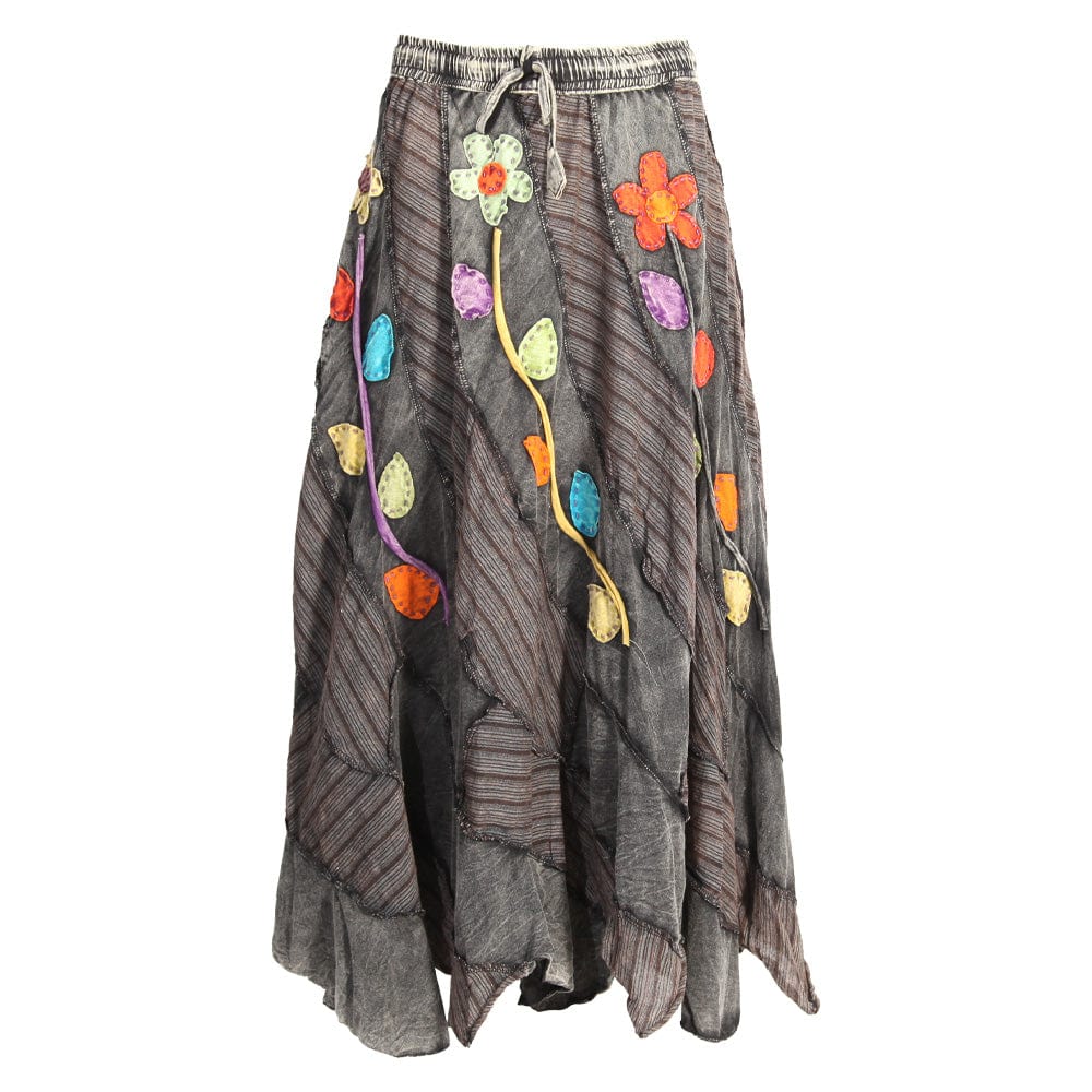 Overdyed Embroidered Hanky Hem Skirt