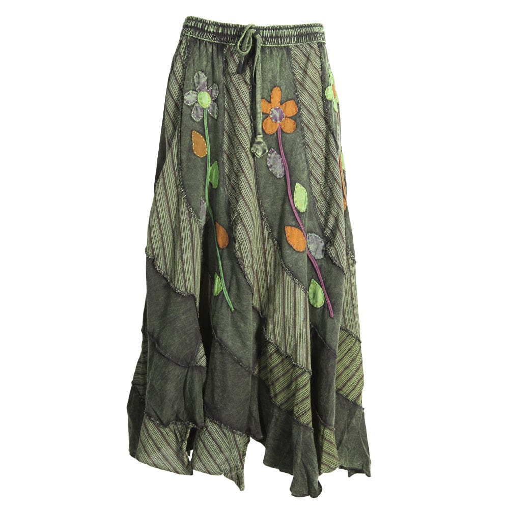 Overdyed Embroidered Hanky Hem Skirt