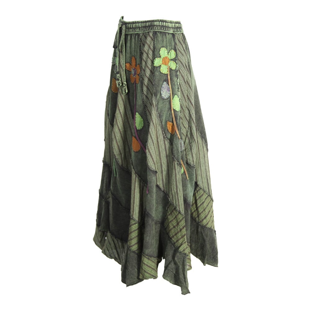Overdyed Embroidered Hanky Hem Skirt