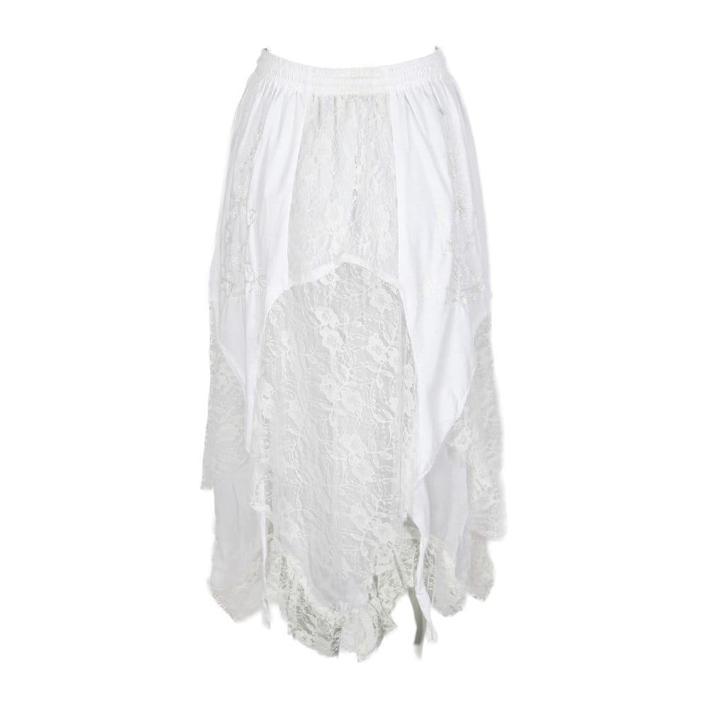 Hanky Hem Embroidered White Skirt
