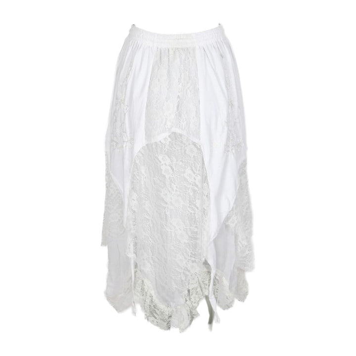 Hanky Hem Embroidered White Skirt