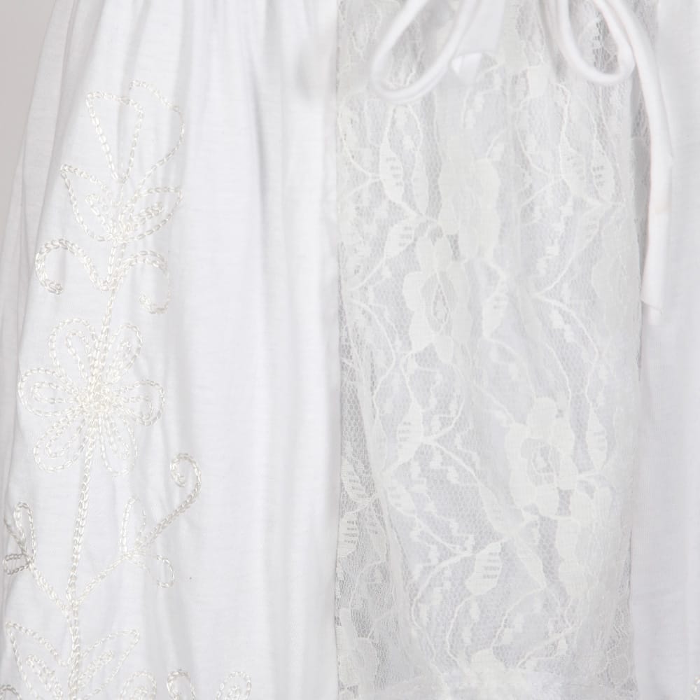 Hanky Hem Embroidered White Skirt