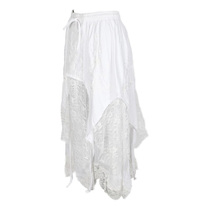 Hanky Hem Embroidered White Skirt