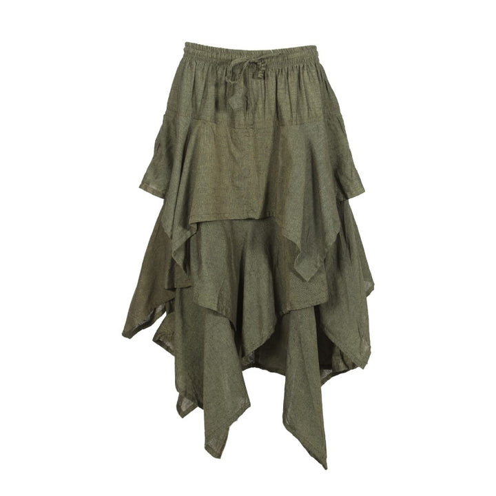Cotton Layered Hanky Hem Skirt