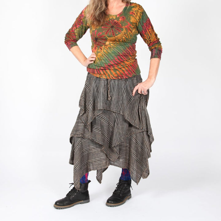 Hanky Hem Striped Skirt