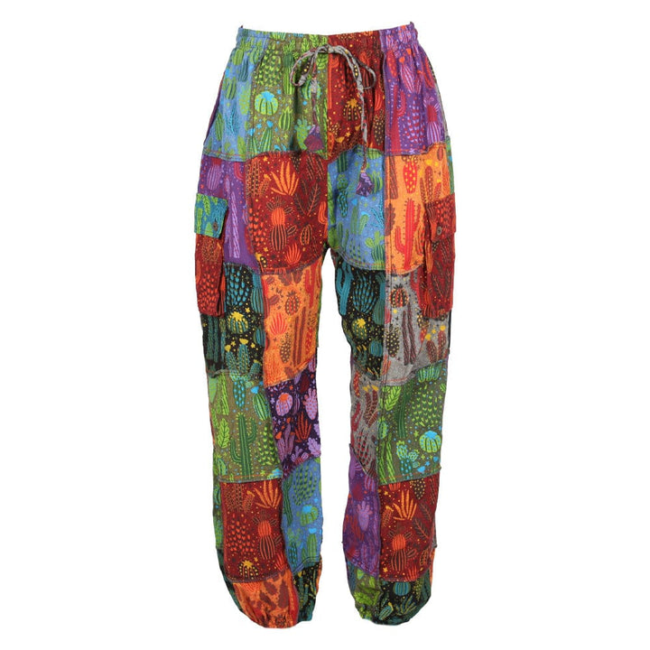 Cactus print patchwork harem pants