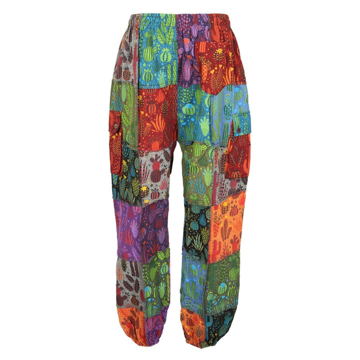 Cactus print patchwork harem pants