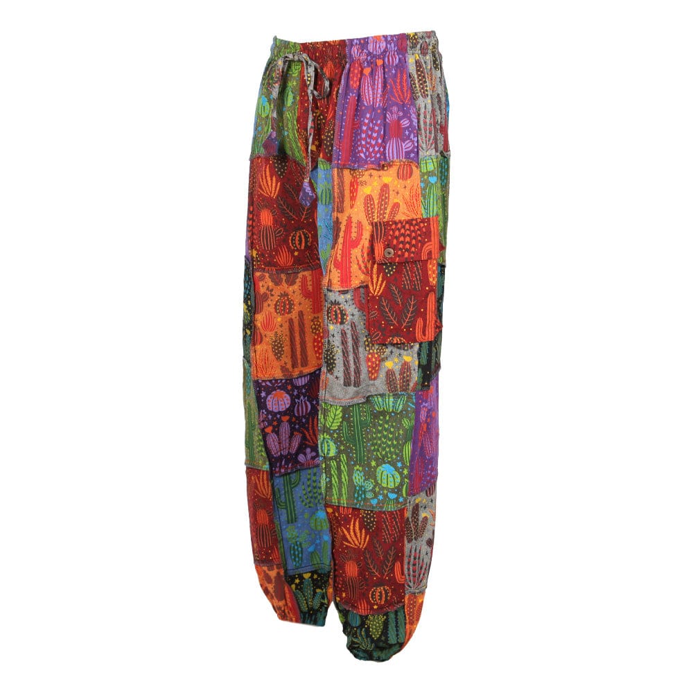 Cactus print patchwork harem pants