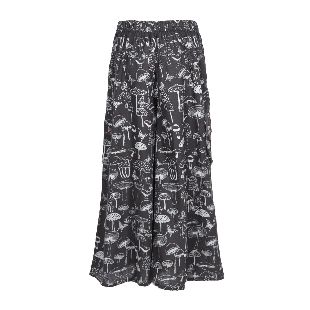 Men's Mushroom Print Wide Leg Cargo Trousers