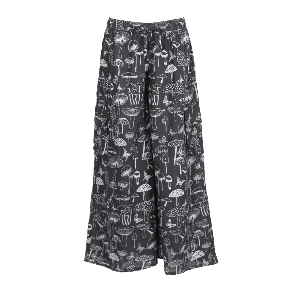 Men's Mushroom Print Wide Leg Cargo Trousers