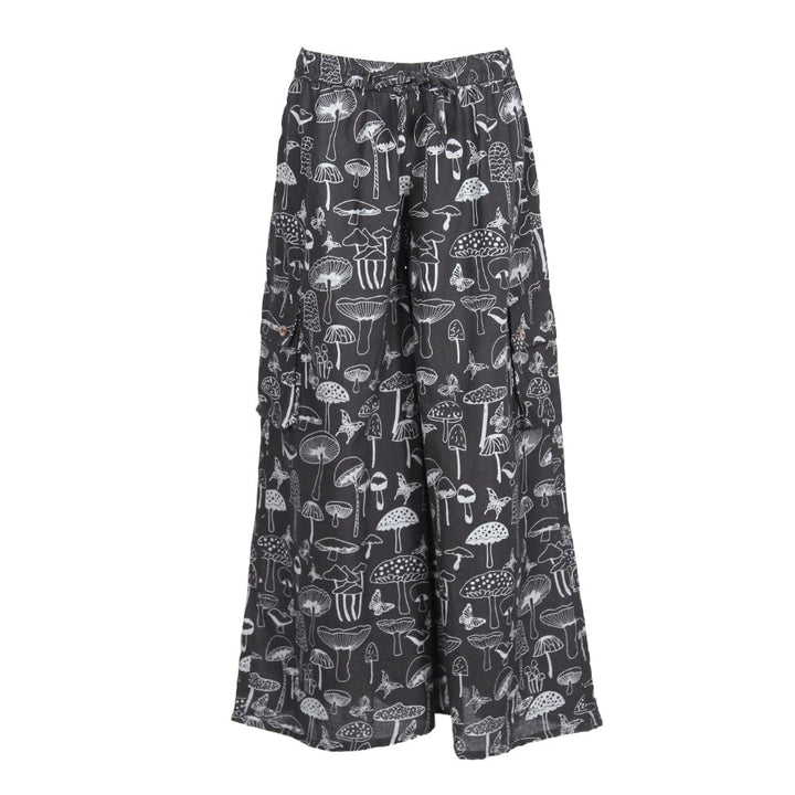 Men's Mushroom Print Wide Leg Cargo Trousers