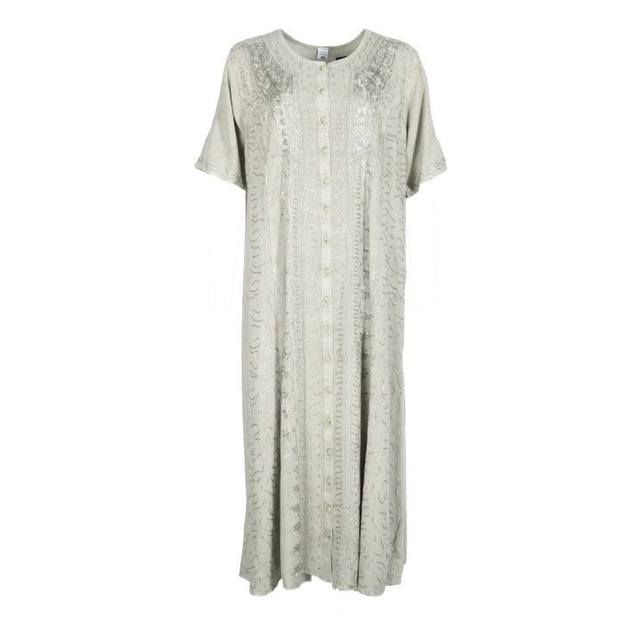 Embroidered Floral Button Through Dress