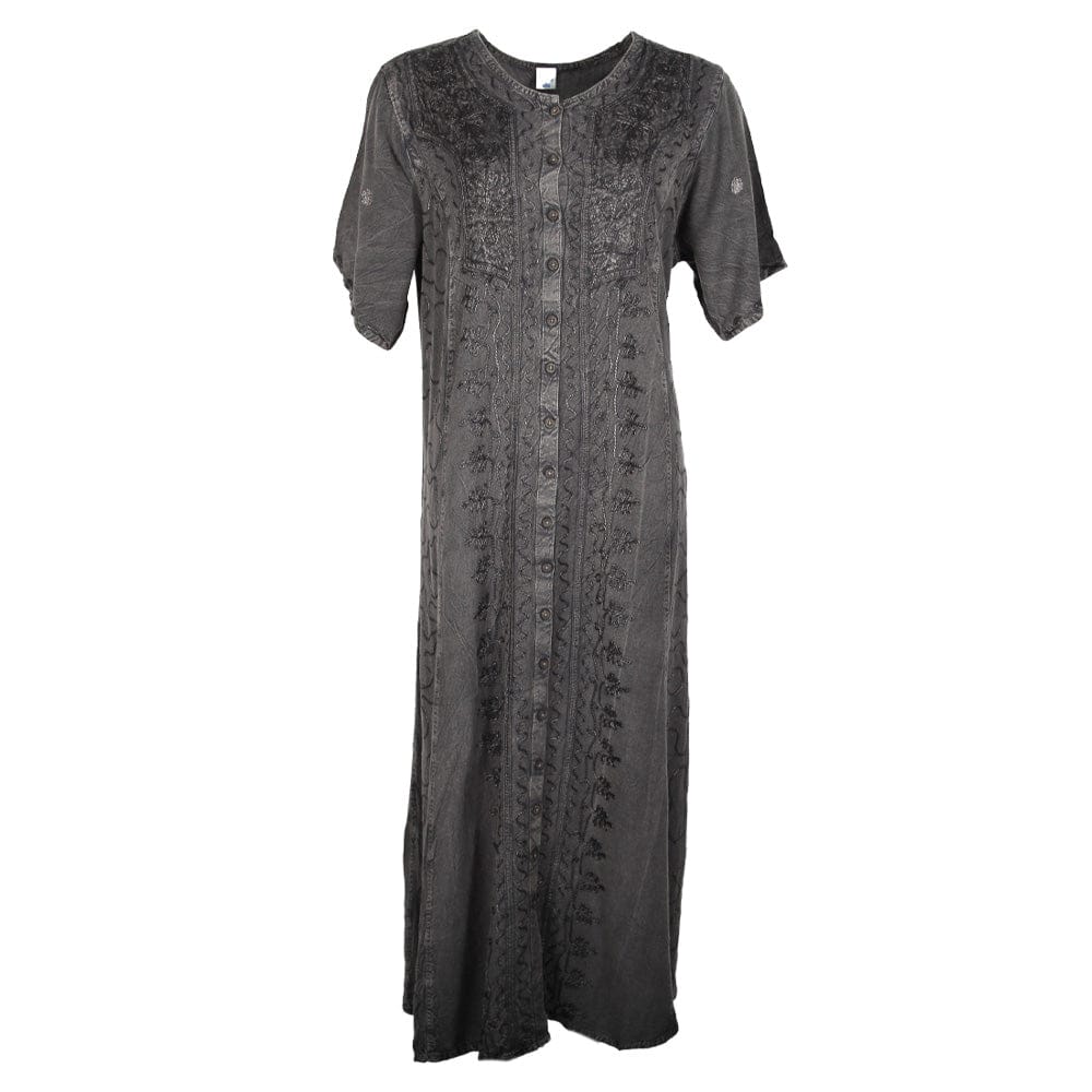 Embroidered Floral Button Through Dress