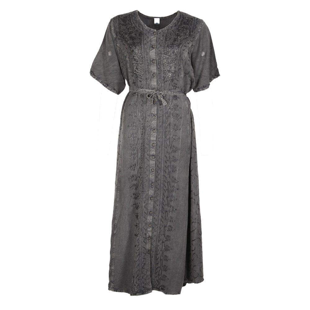 Embroidered Floral Button Through Dress