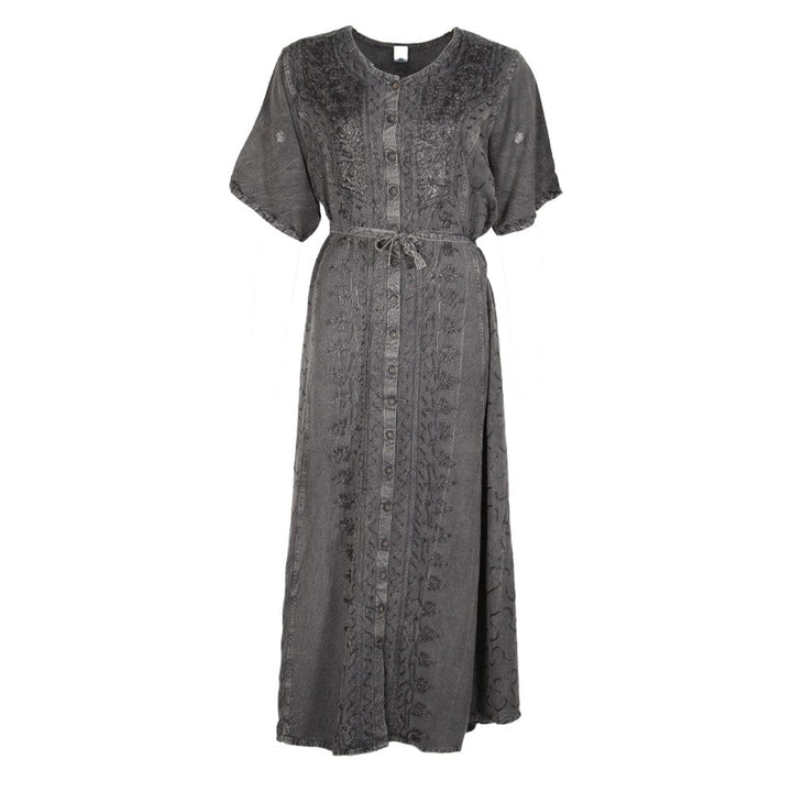 Embroidered Floral Button Through Dress