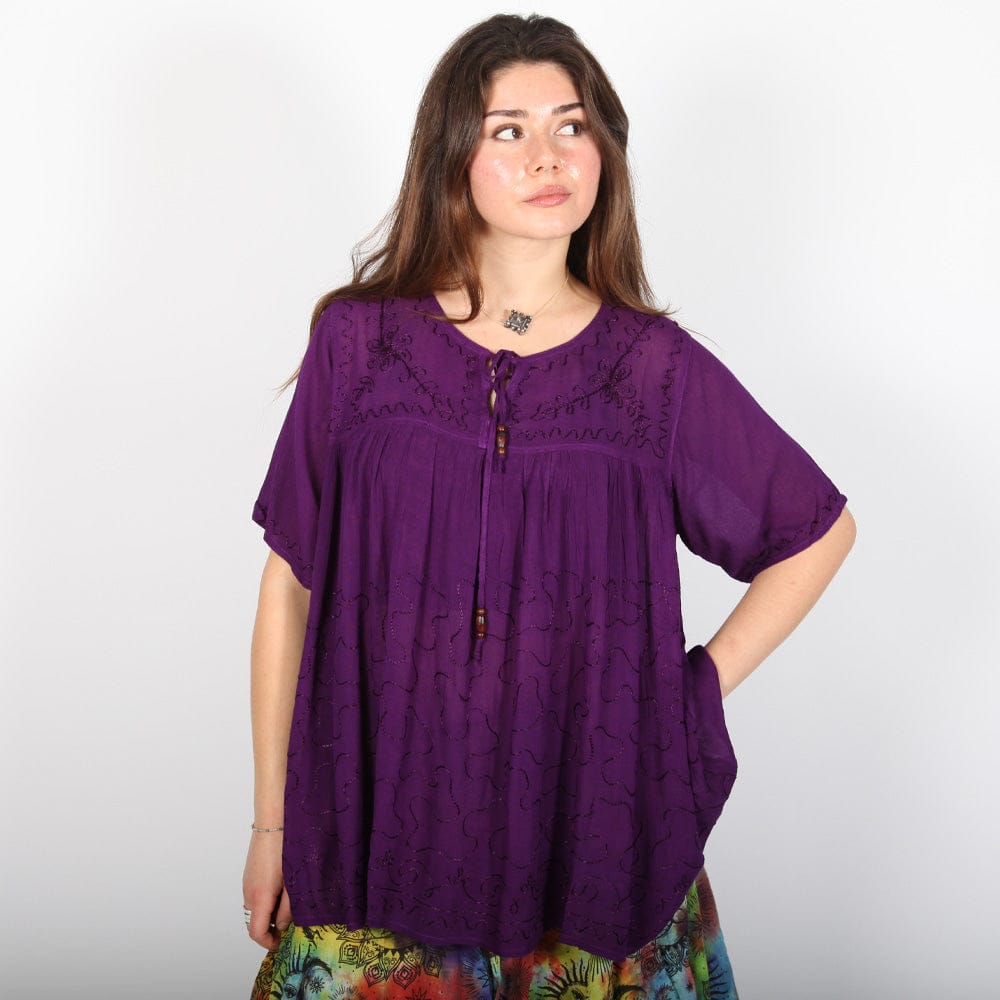 Floaty Embroidered Viscose Blouse