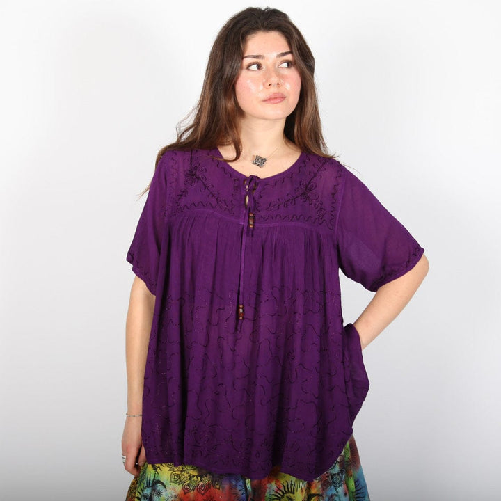 Floaty Embroidered Viscose Blouse