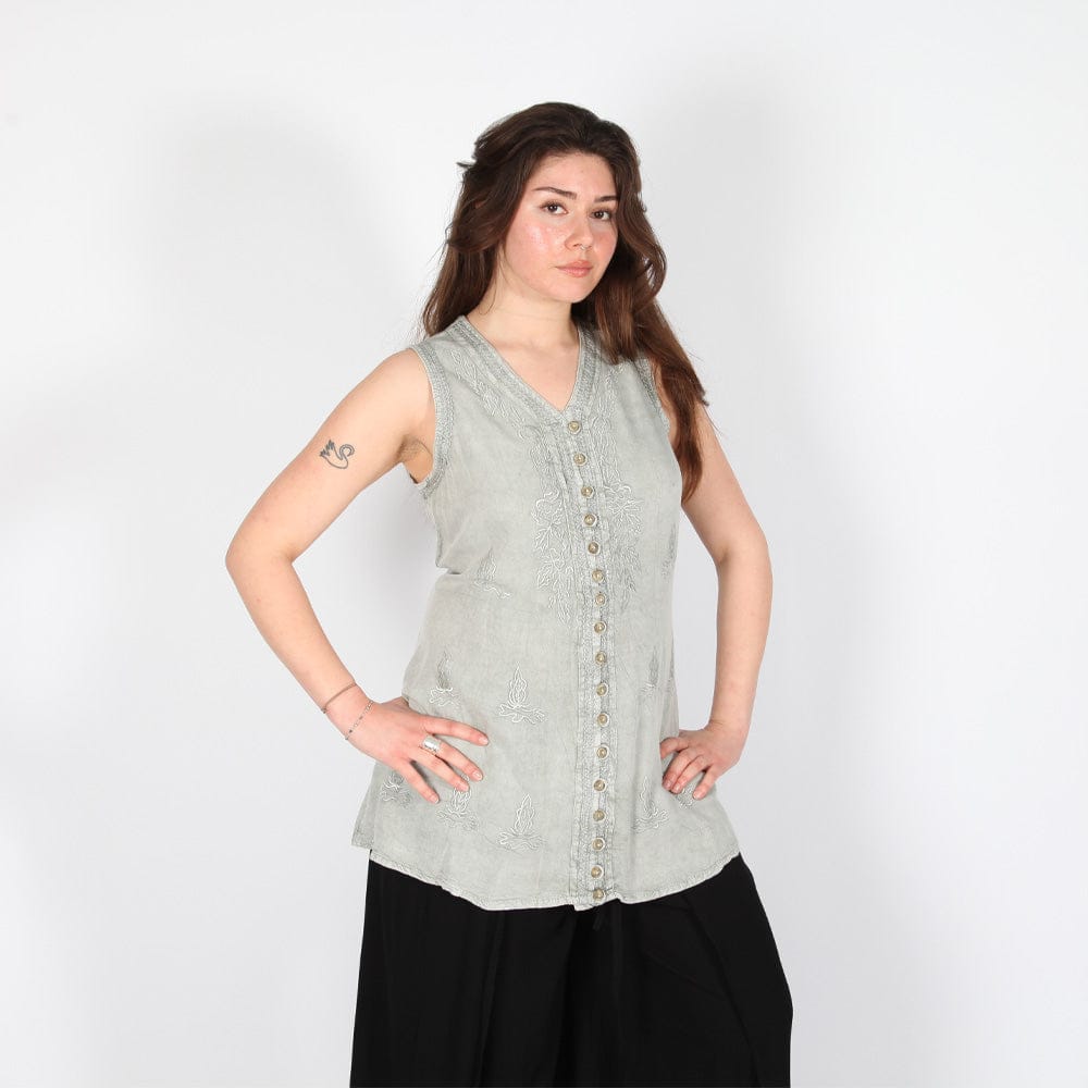 Embroidered Sleeveless Blouse