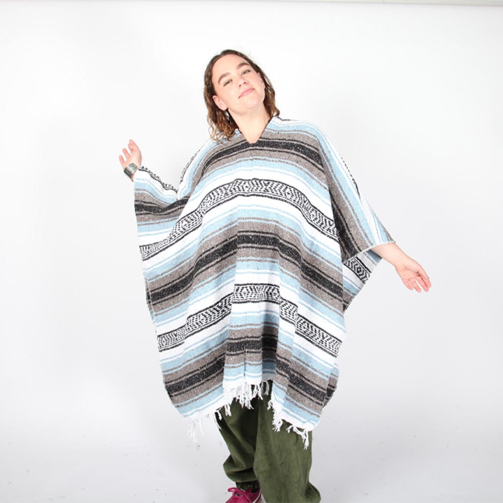 Traditional Style Mexican Blanket Poncho
