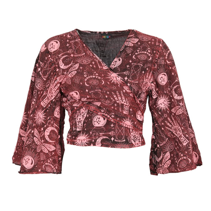 Flared Sleeve Wrap Top