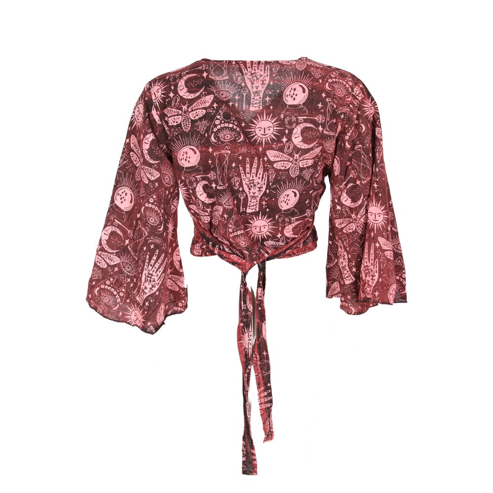 Flared Sleeve Wrap Top