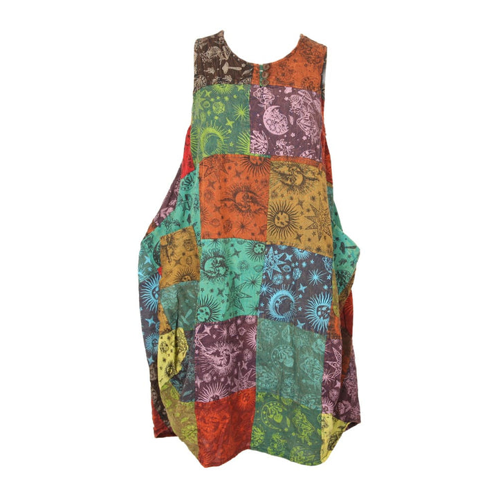 Sleeveless Patchwork Smock Dress