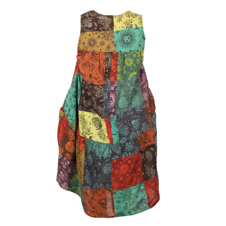Sleeveless Patchwork Smock Dress