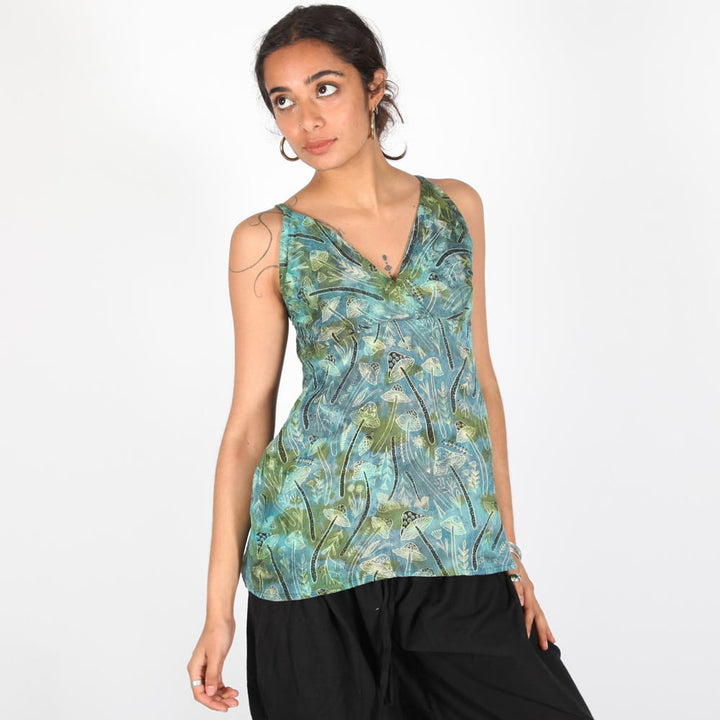 Tie Dye Mushroom Print Strappy Top