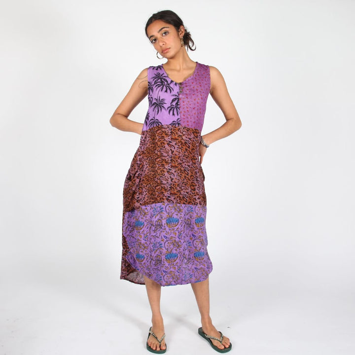Patchwork Midi Balloon Dress