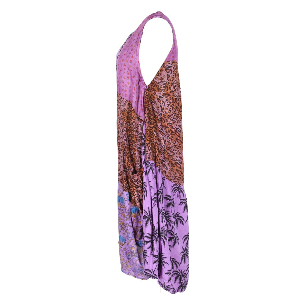 Patchwork Midi Balloon Dress