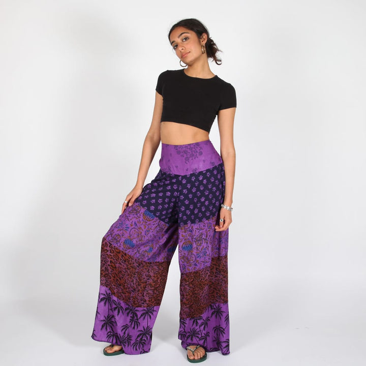 Patchwork Floral Wide Leg Trousers