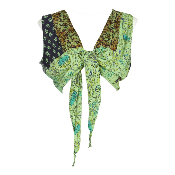 Patchwork Sleeveless Tie Top