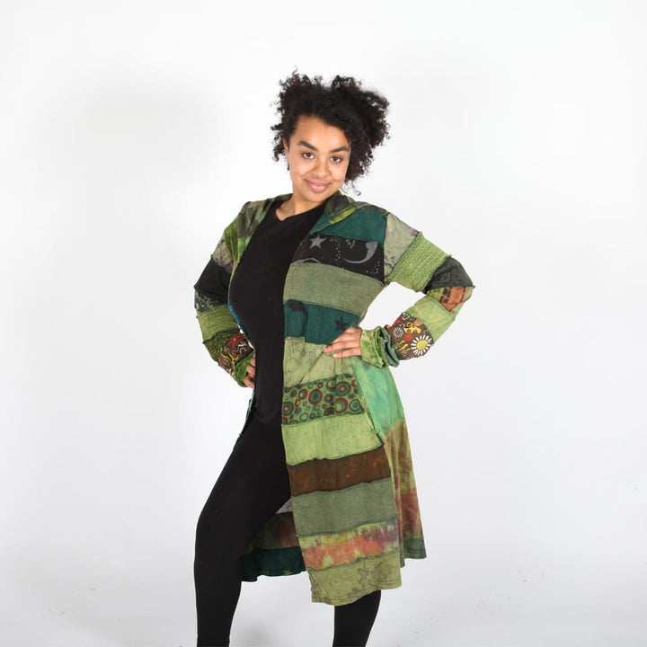 Longline Patchwork Lightweight Cardigan