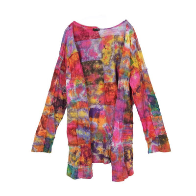 Open Patchwork Tie-Dye Cardigan