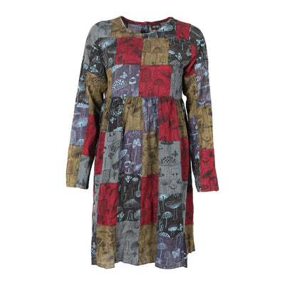 Mushroom Print Smock Dress