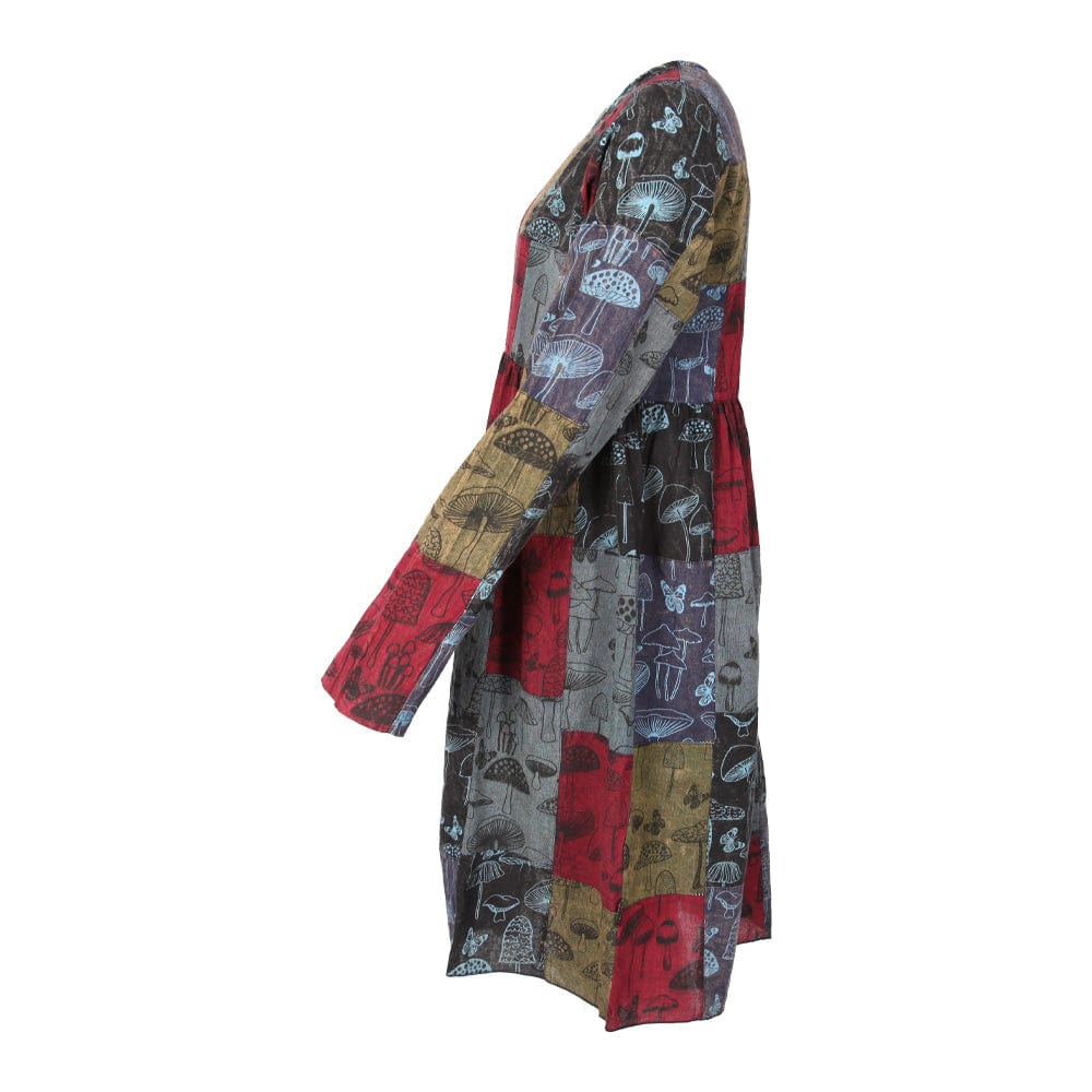 Mushroom Print Smock Dress