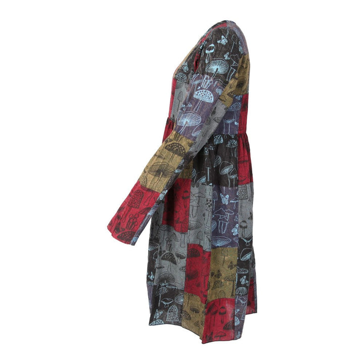 Mushroom Print Smock Dress