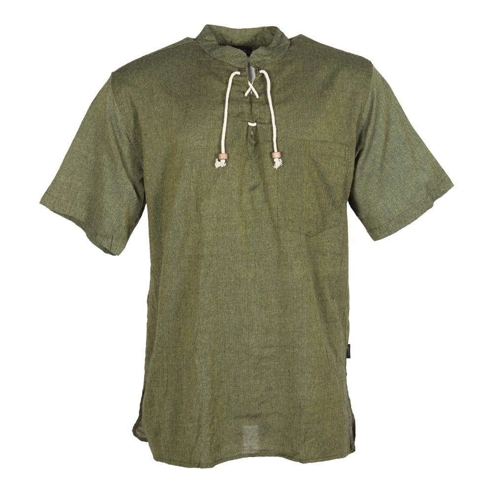 Short Sleeve Lace up Kurta Shirt