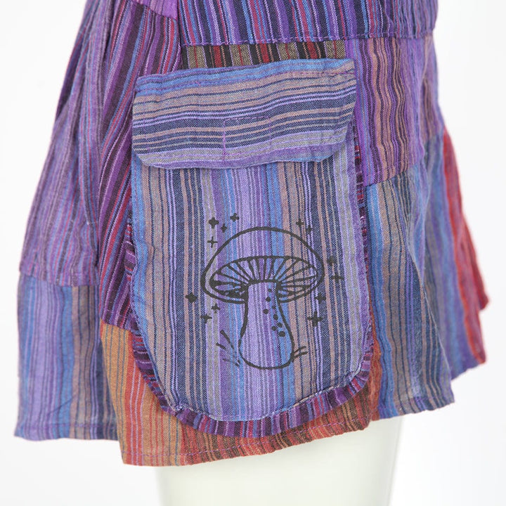 Patchwork Mushroom Print Mini Skirt