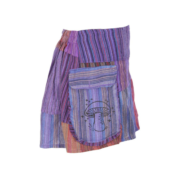 Patchwork Mushroom Print Mini Skirt