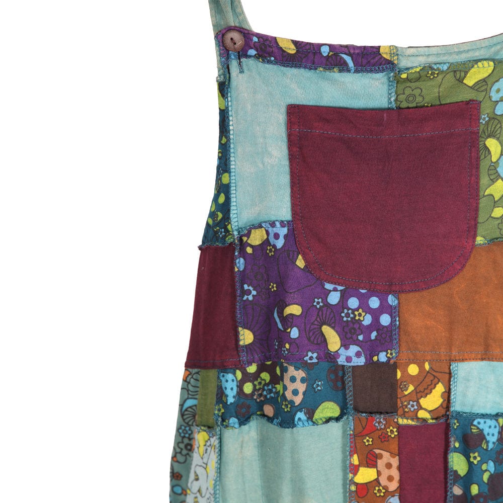 Patchwork Button Up Dungarees