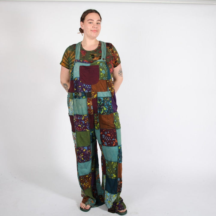 Patchwork Button Up Dungarees