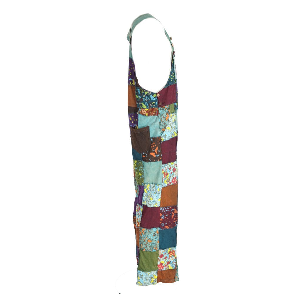 Patchwork Button Up Dungarees