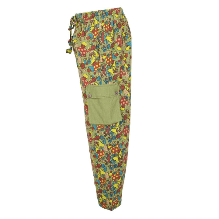 Mushroom Print Cargo Trousers