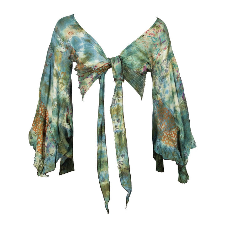 Tie Dye Bell Sleeve Wrap Top