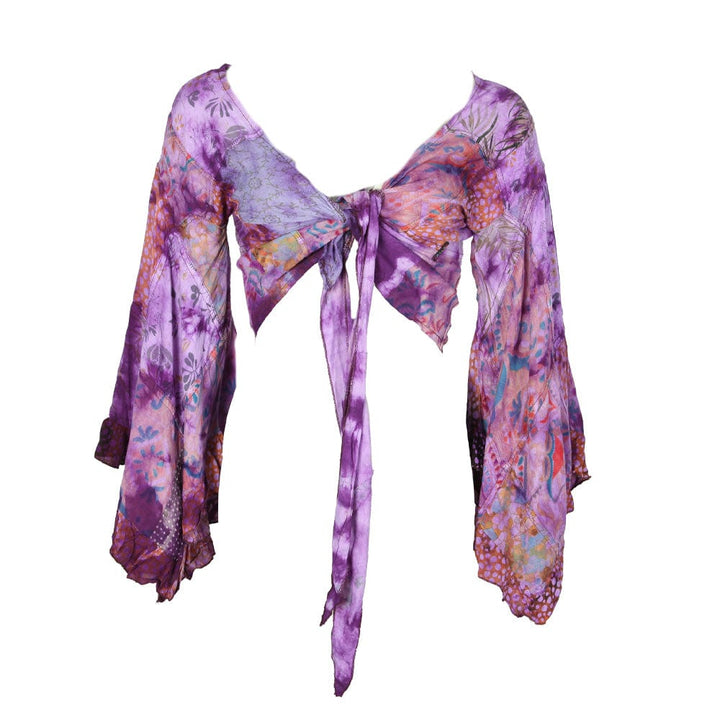 Tie Dye Bell Sleeve Wrap Top