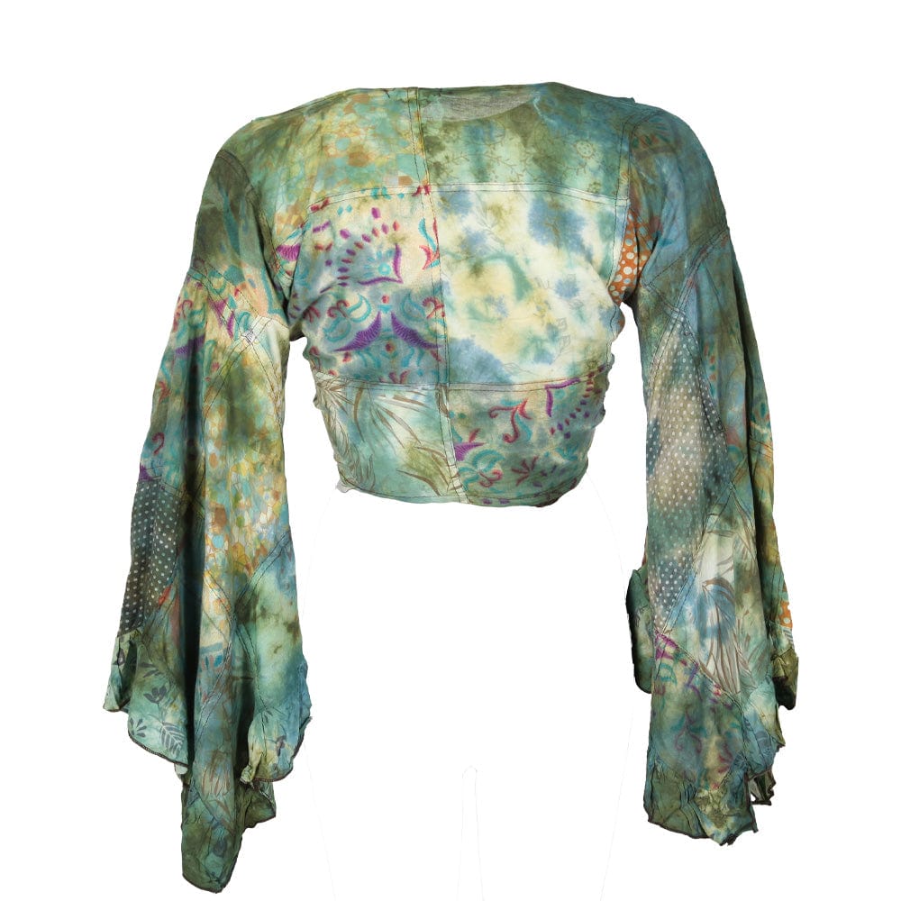 Tie Dye Bell Sleeve Wrap Top