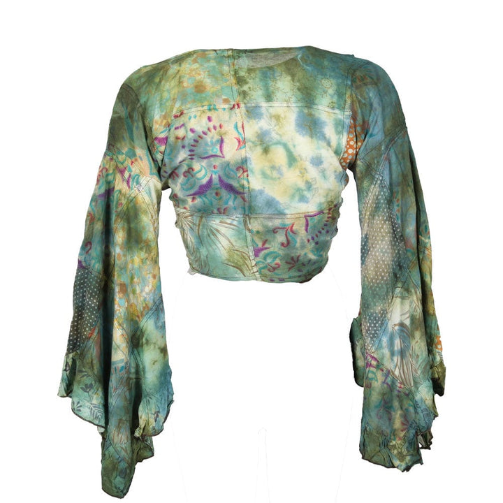 Tie Dye Bell Sleeve Wrap Top