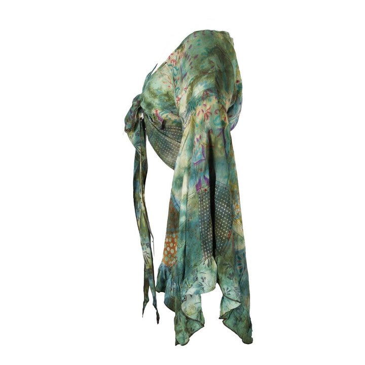 Tie Dye Bell Sleeve Wrap Top